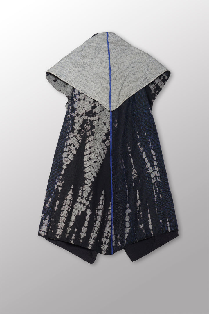 SERPENT PRINT KANTHA CIRCULAR VEST - sp2201-blk -