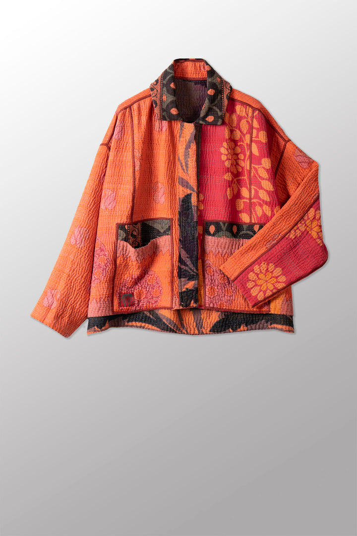 COTTON OVERDYE KANTHA CROPPED SHIRT JACKET - ov4075-corg001a -