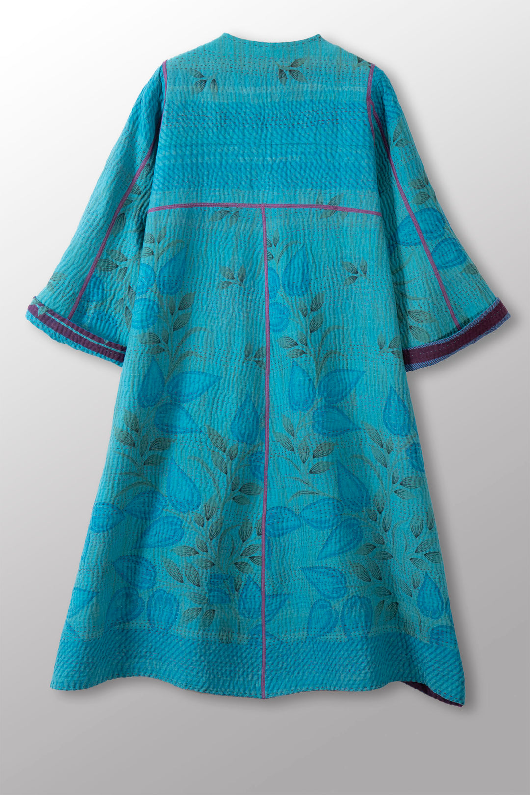 COTTON OVERDYE KANTHA WRAP FLARE COAT - ov4330-ctel004a -