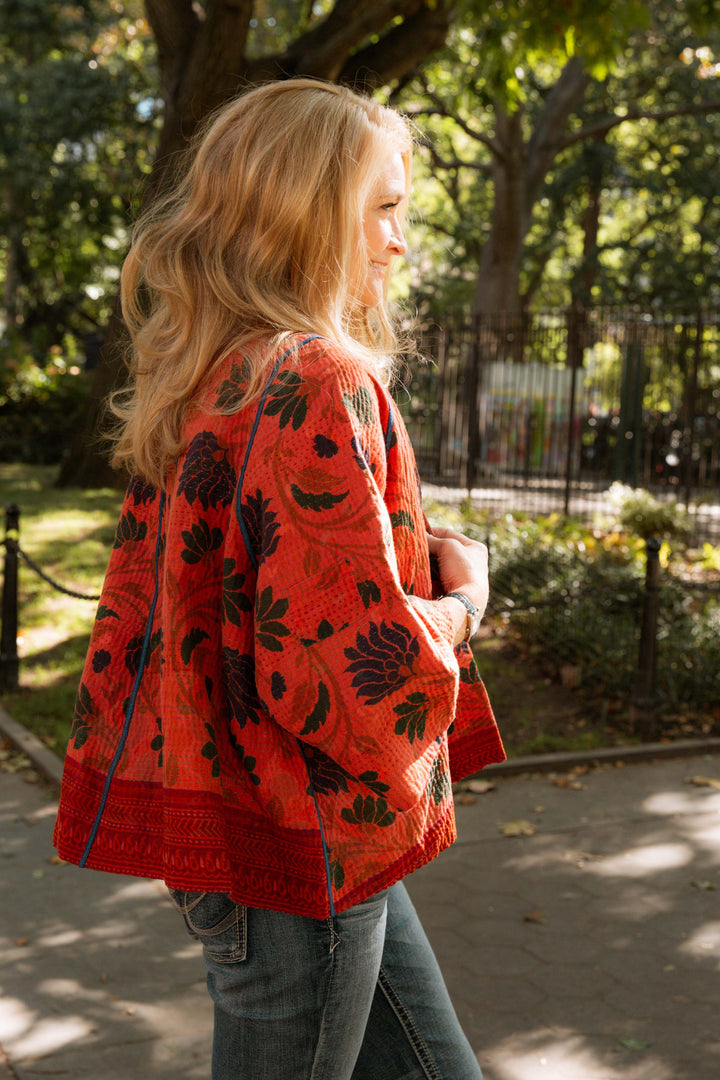 COTTON OVERDYE KANTHA BELL SHAPE JKT - ov4048-corg007a -