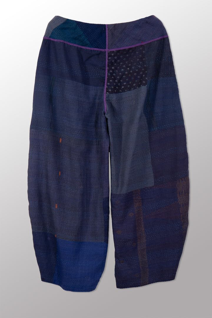 BROCADE PATCHED KANTHA HAREM PANTS - bp2605-blu -