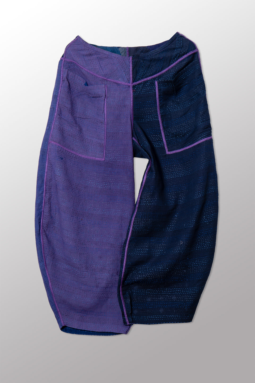 BROCADE PATCHED KANTHA HAREM PANTS - bp2605-blu -