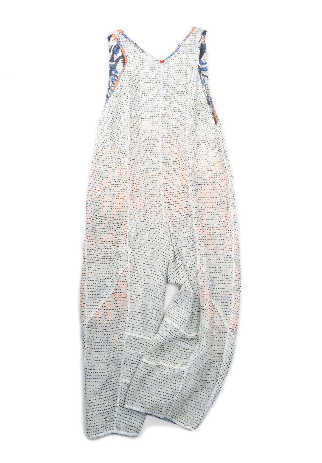 SUMMER BREEZE PRINT KANTHA V-NECK JUMPER - sz2622-blu -