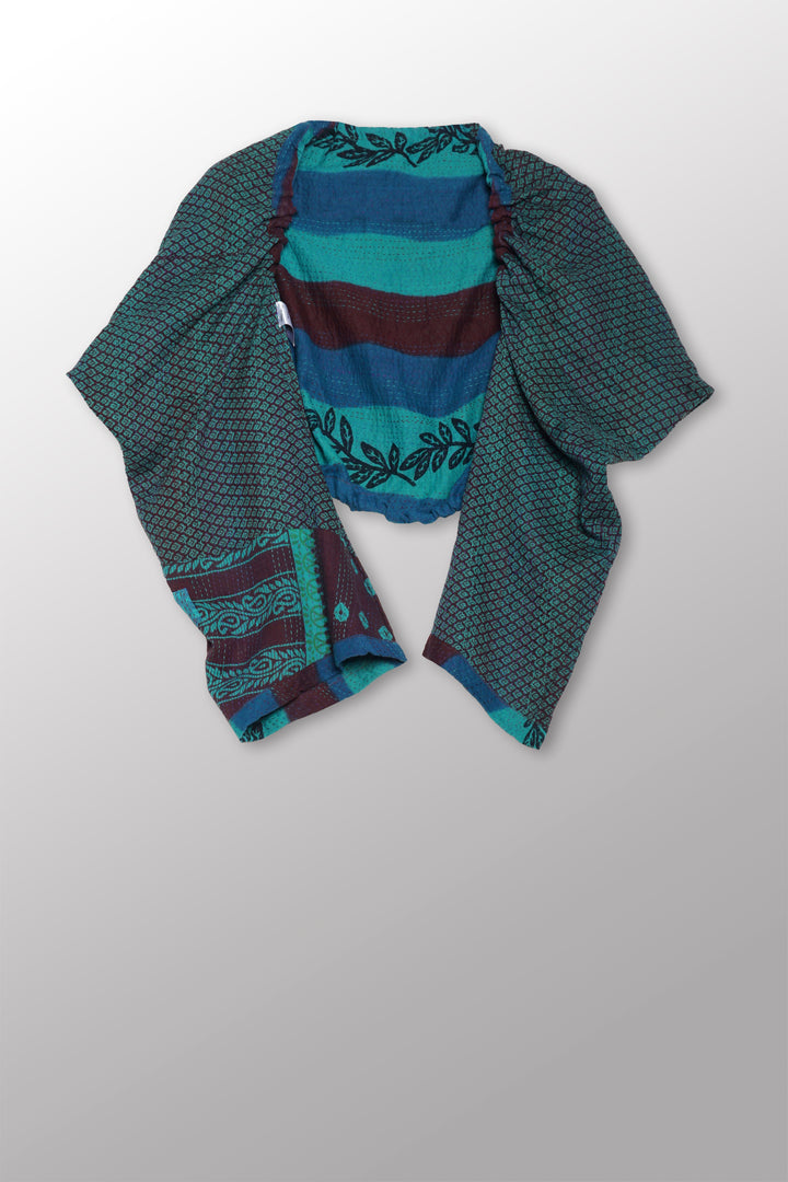 COTTON OVERDYE KANTHA PUFF SHRUG - ov2076-ctuq001a -