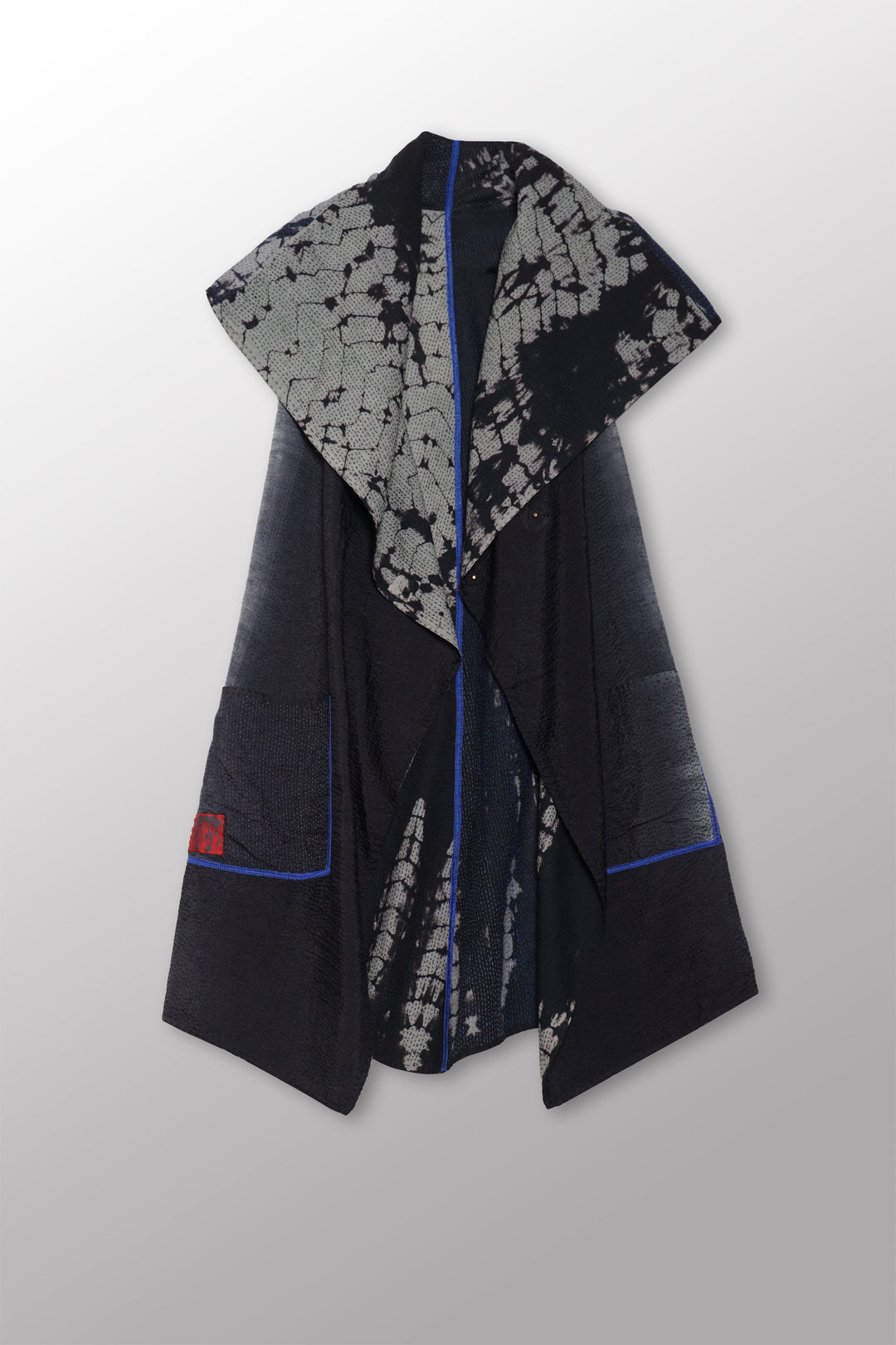 SERPENT PRINT KANTHA CIRCULAR VEST - sp2201-blk -