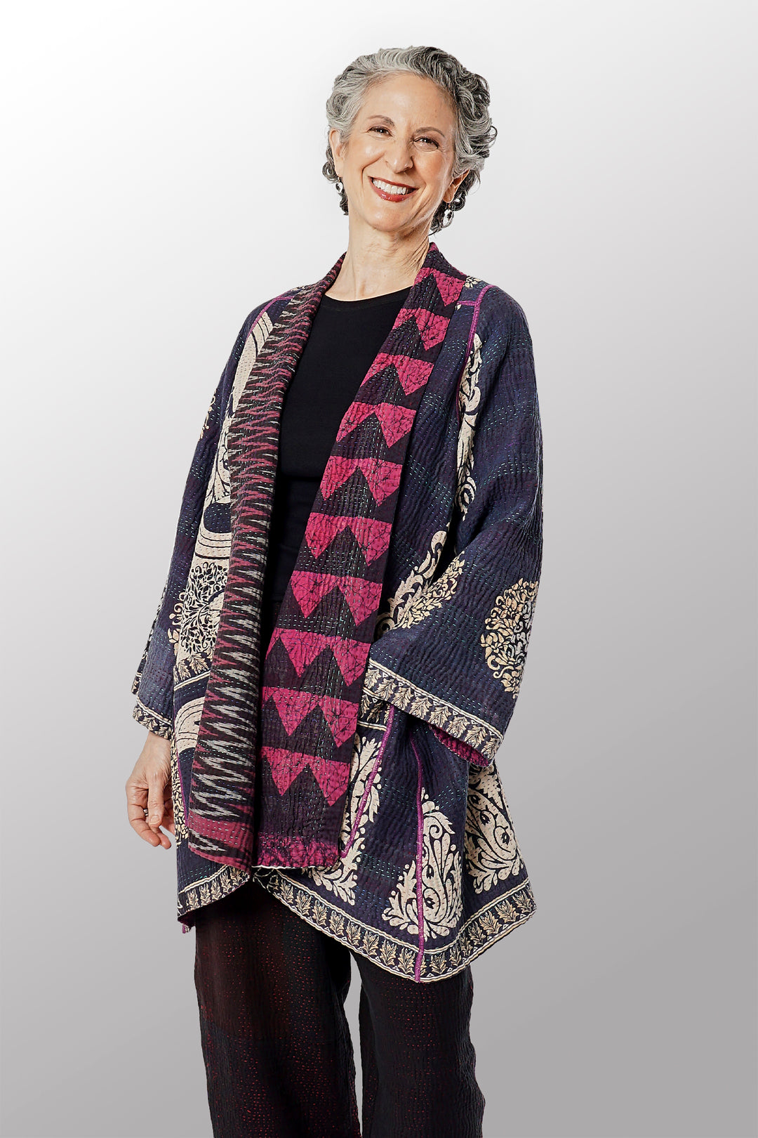 COTTON OVERDYE KANTHA A-LINE JKT - ov4003-cfus027a -