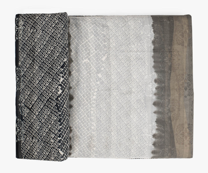 Kimono Cotton Kantha Day Bed Mattress Cover -Black -