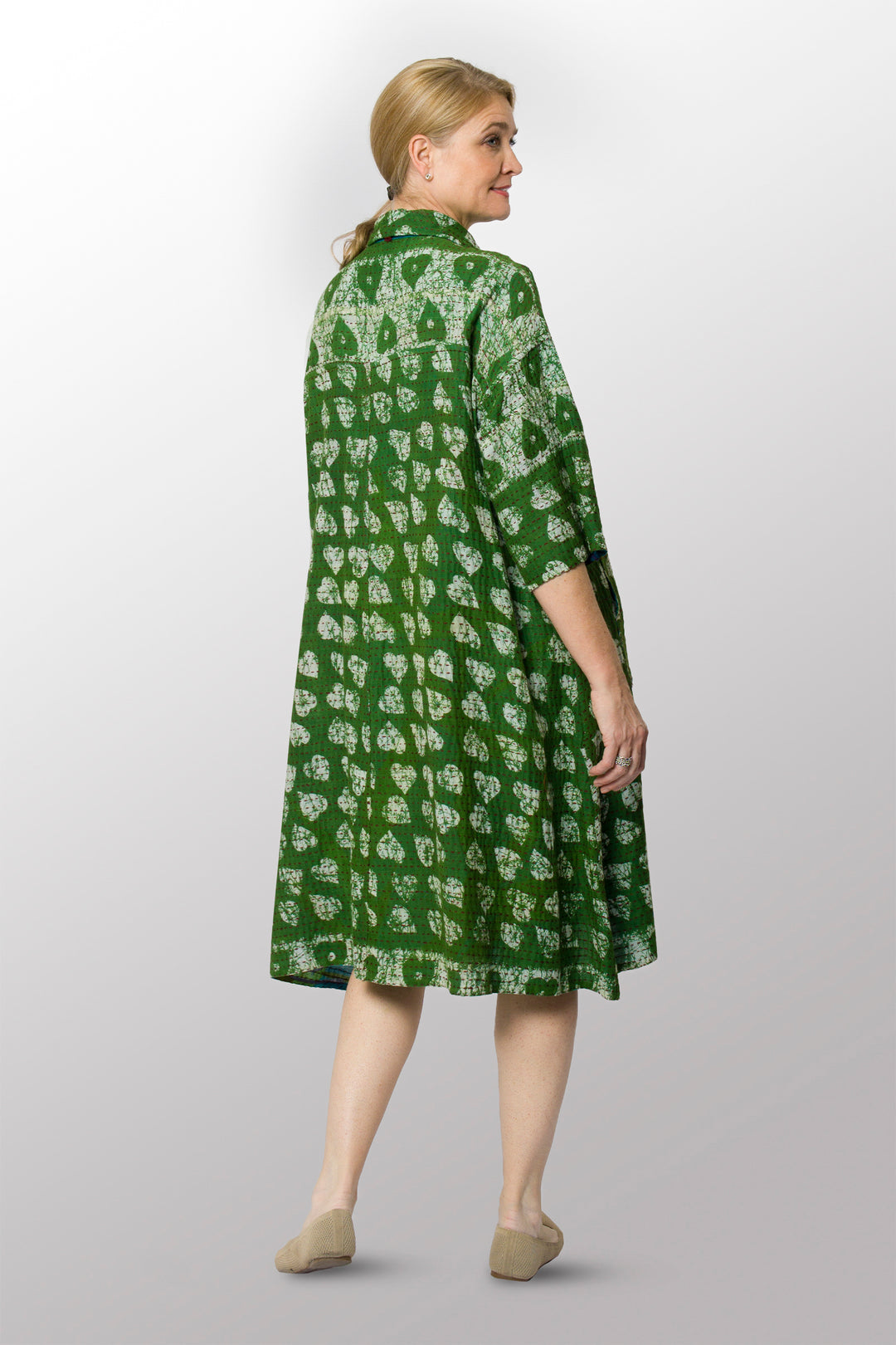 VINTAGE COTTON BBK KANTHA 3/4 SLV. SHIRT DRESS - bb2459-0001s -