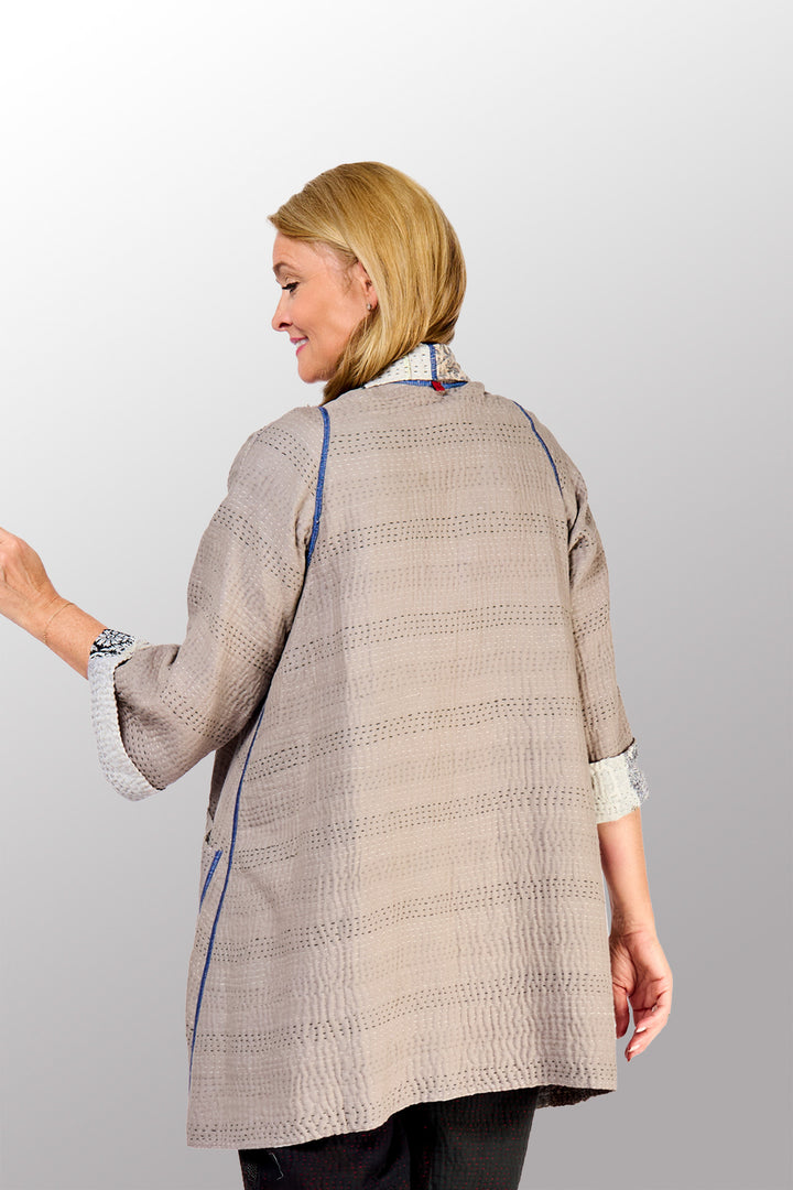 POWDER PATCH KANTHA A-LINE JACKET - pd4003-gry -