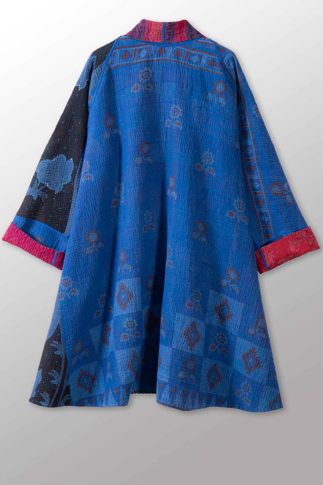 COTTON OVERDYE KANTHA KIMONO LONG JKT - ov4005-cblu008a -