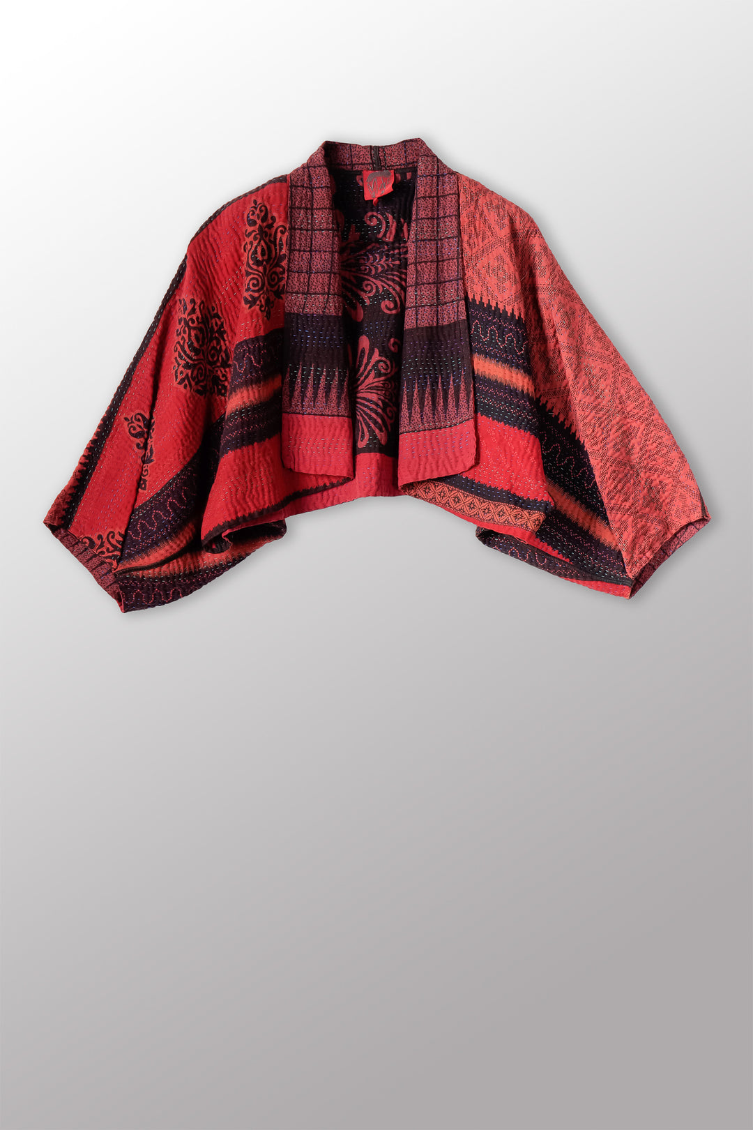 COTTON OVERDYE KANTHA PUFF SLV. SHRUG - ov4062-cred009a -