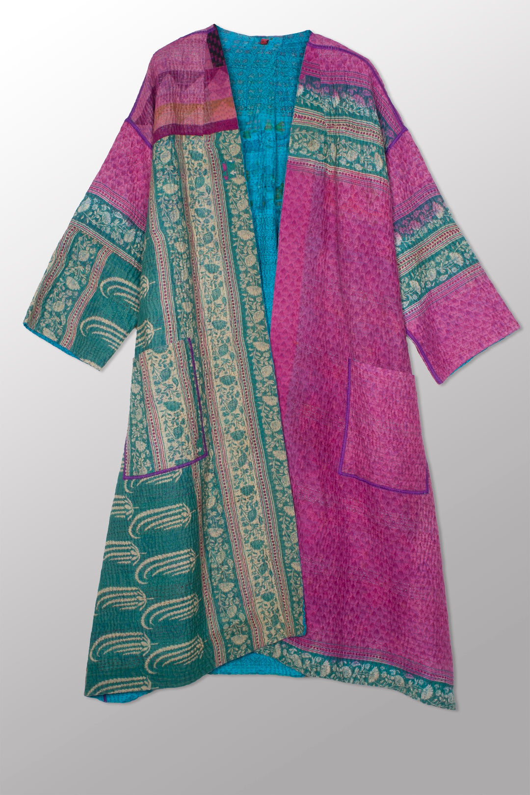 COTTON OVERDYE KANTHA LONG DUSTER - ov4328-ctel001a -