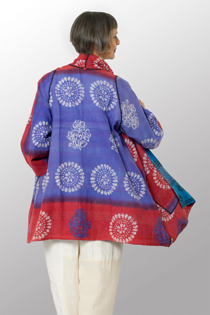 COTTON OVERDYE KANTHA A-LINE JKT - ov2003-cblu003a -