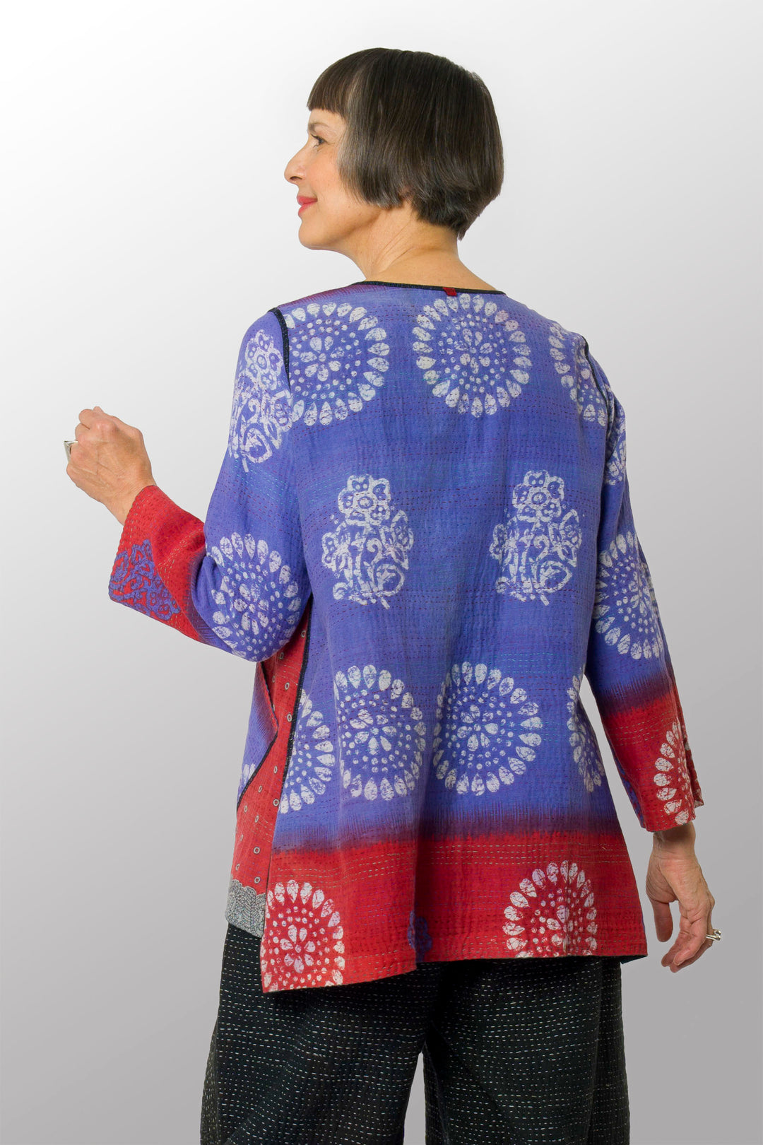 COTTON OVERDYE KANTHA CREW NECK POCKET JKT - ov2025-cblu001a -