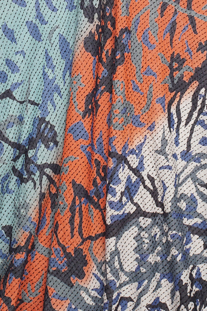 SUMMER BREEZE PRINT KANTHA V-NECK JUMPER - sz2622-blu -