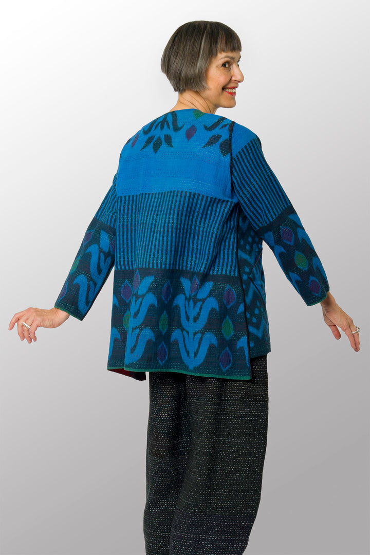 COTTON OVERDYE KANTHA CREW NECK POCKET JKT - ov2025-cblu001a -