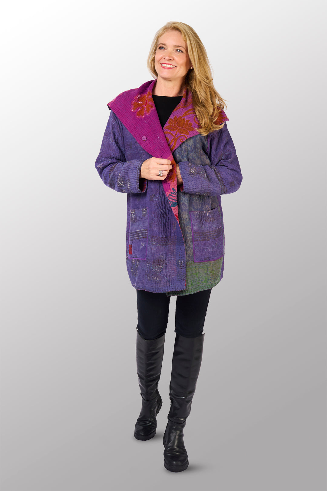 COTTON OVERDYE KANTHA POCKET JKT - ov4002-cprp012a -