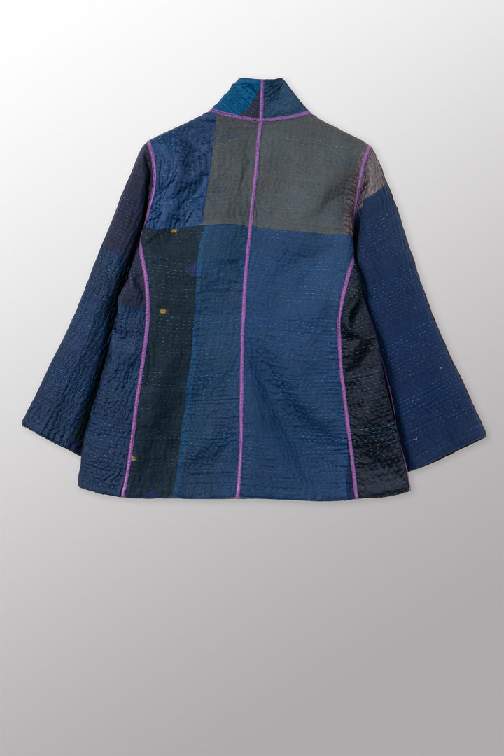 JAIPUR PATCH KANTHA SHORT JKT - jp4007-nvy -