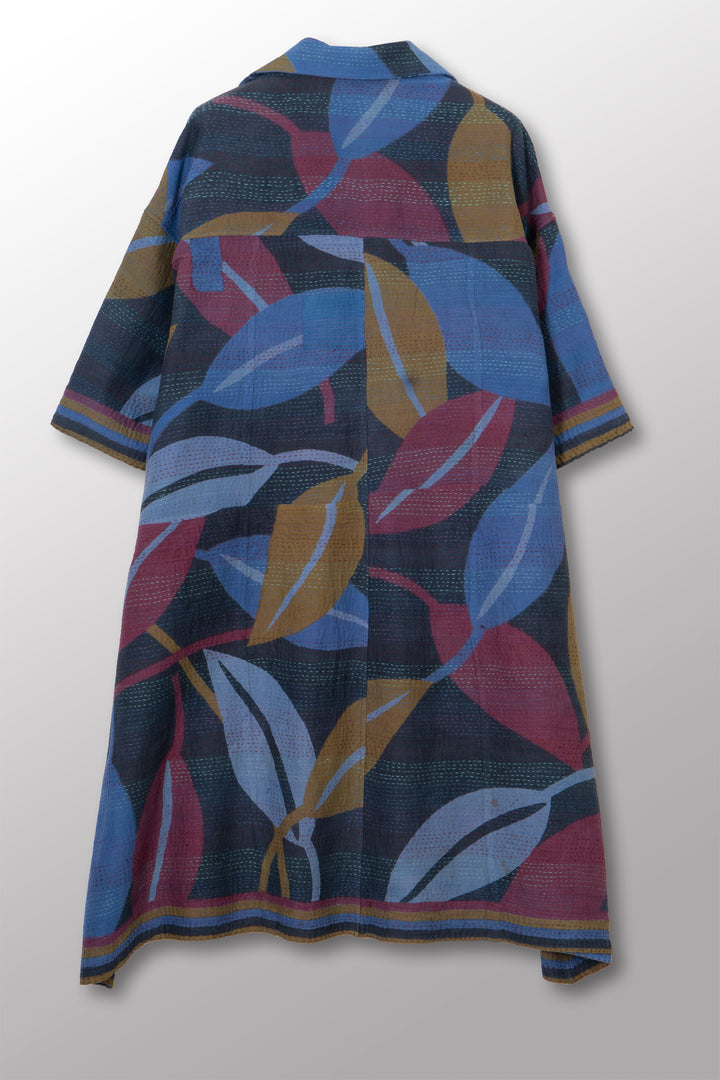 VINTAGE COTTON & NEW VOILE KANTHA 3/4 SLV. SHIRT DRESS - cn2459-0002s -