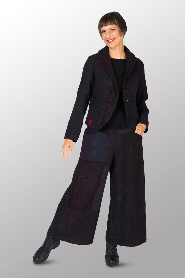 MUJI PATCH KANTHA CROPPED BASIC JACKET - mp4096-blk -