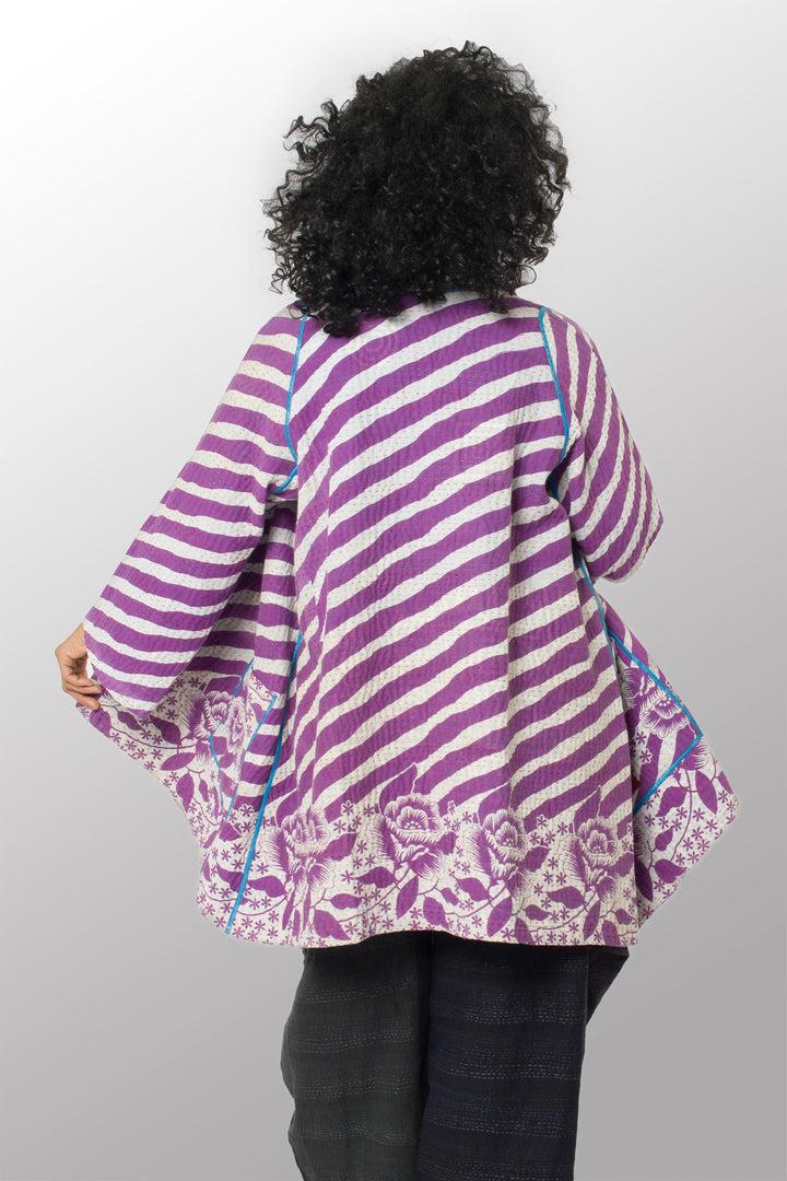 COTTON OVERDYE KANTHA A-LINE JKT - ov4003-cblu029a -