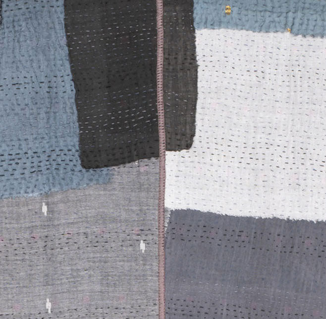 TWO TONE PATCH KANTHA SHORT JACKET - tn4007-blk -