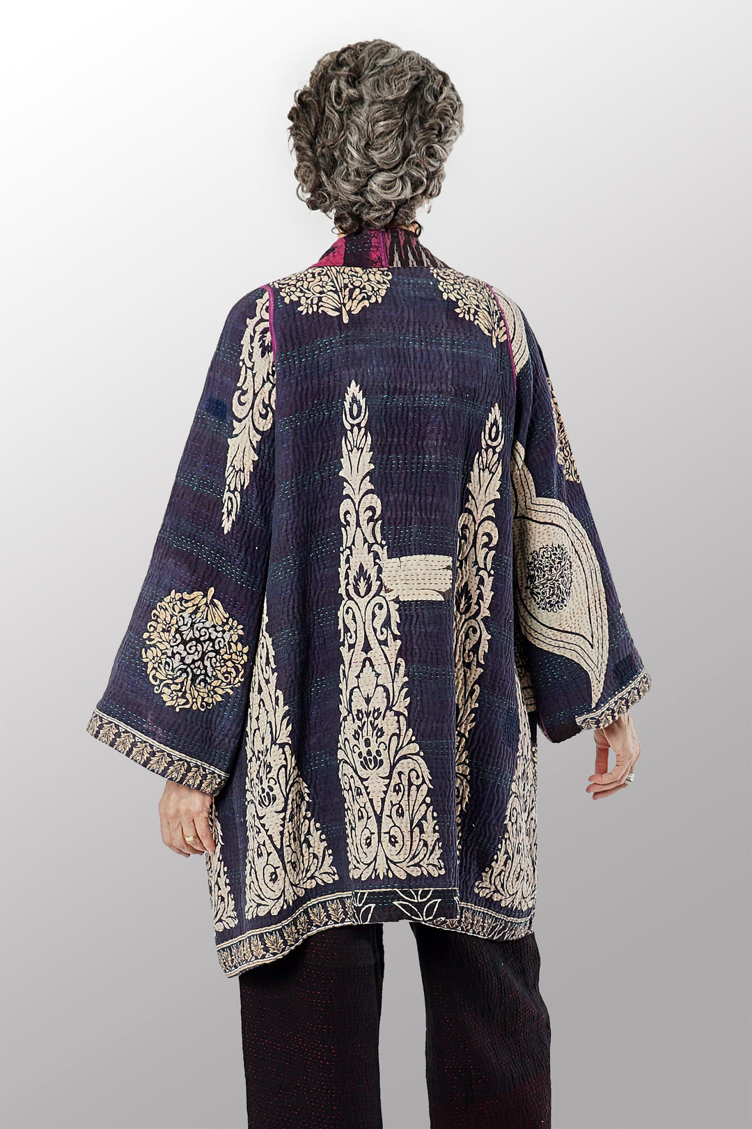 COTTON OVERDYE KANTHA A-LINE JKT - ov4003-cfus027a -