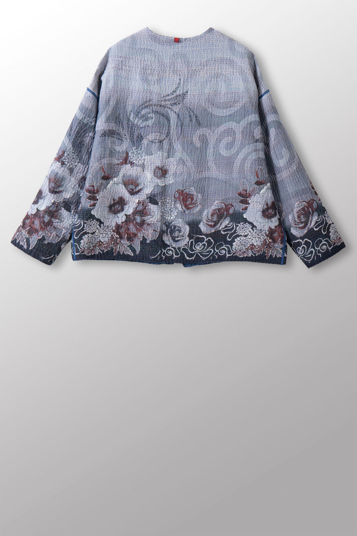 COTTON OVERDYE KANTHA CREW NECK SHORT JKT - ov4053-cblu010a -