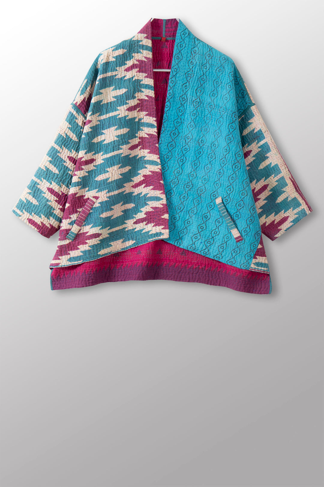 COTTON OVERDYE KANTHA MINI KIMONO JKT - ov4055-cfus003a -