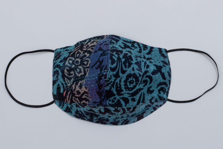 BAGH PRINT KANTHA KIMONO MAXI - bg2318-blu -