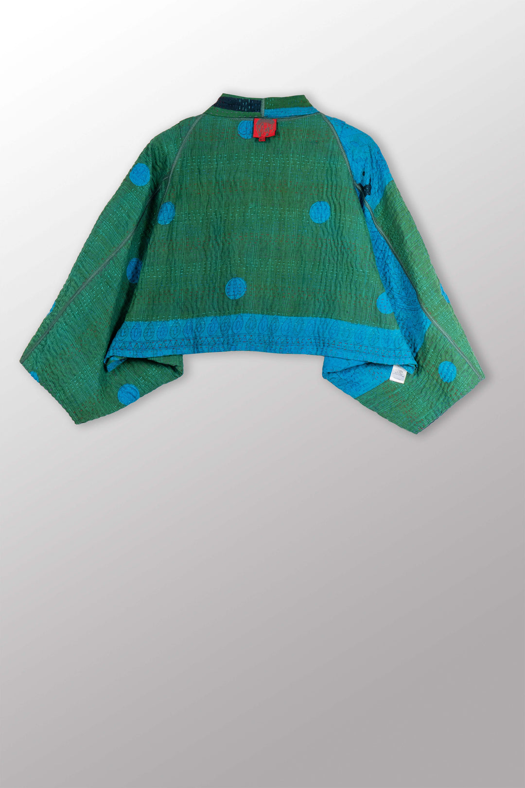 COTTON OVERDYE KANTHA PUFF SLV. SHRUG - ov4062-cblu011a -