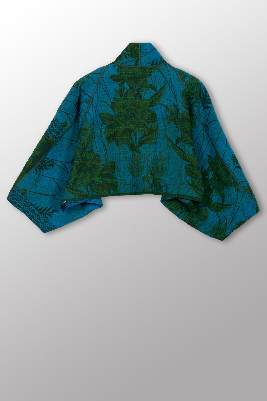 COTTON OVERDYE KANTHA PUFF SLV. SHRUG - ov4062-cblu010a -