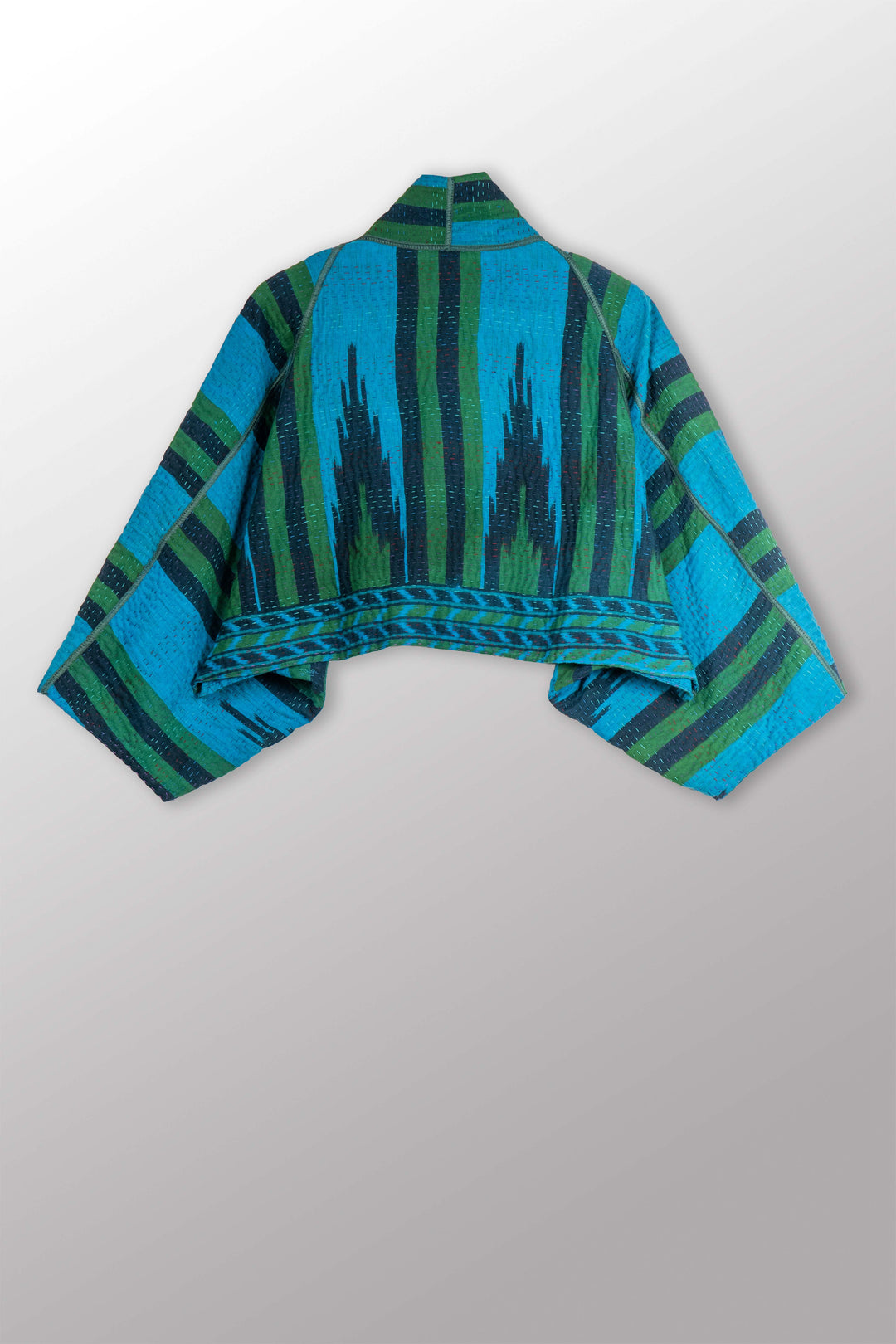 COTTON OVERDYE KANTHA PUFF SLV. SHRUG - ov4062-cblu011a -