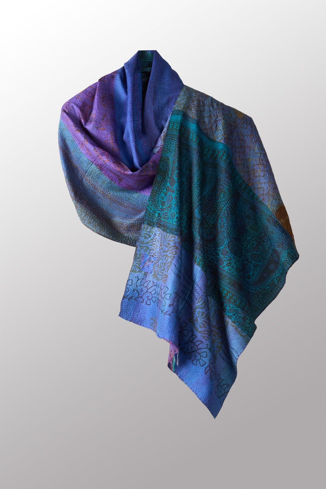 VINTAGE SILK KANTHA SCARF STANDARD - sv2801-0008a -