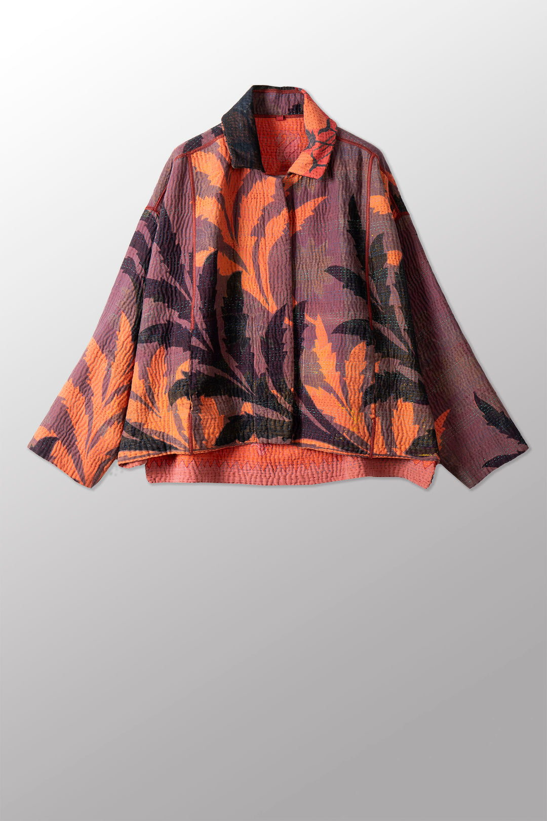 COTTON OVERDYE KANTHA CROPPED SHIRT JACKET - ov4075-corg001a -