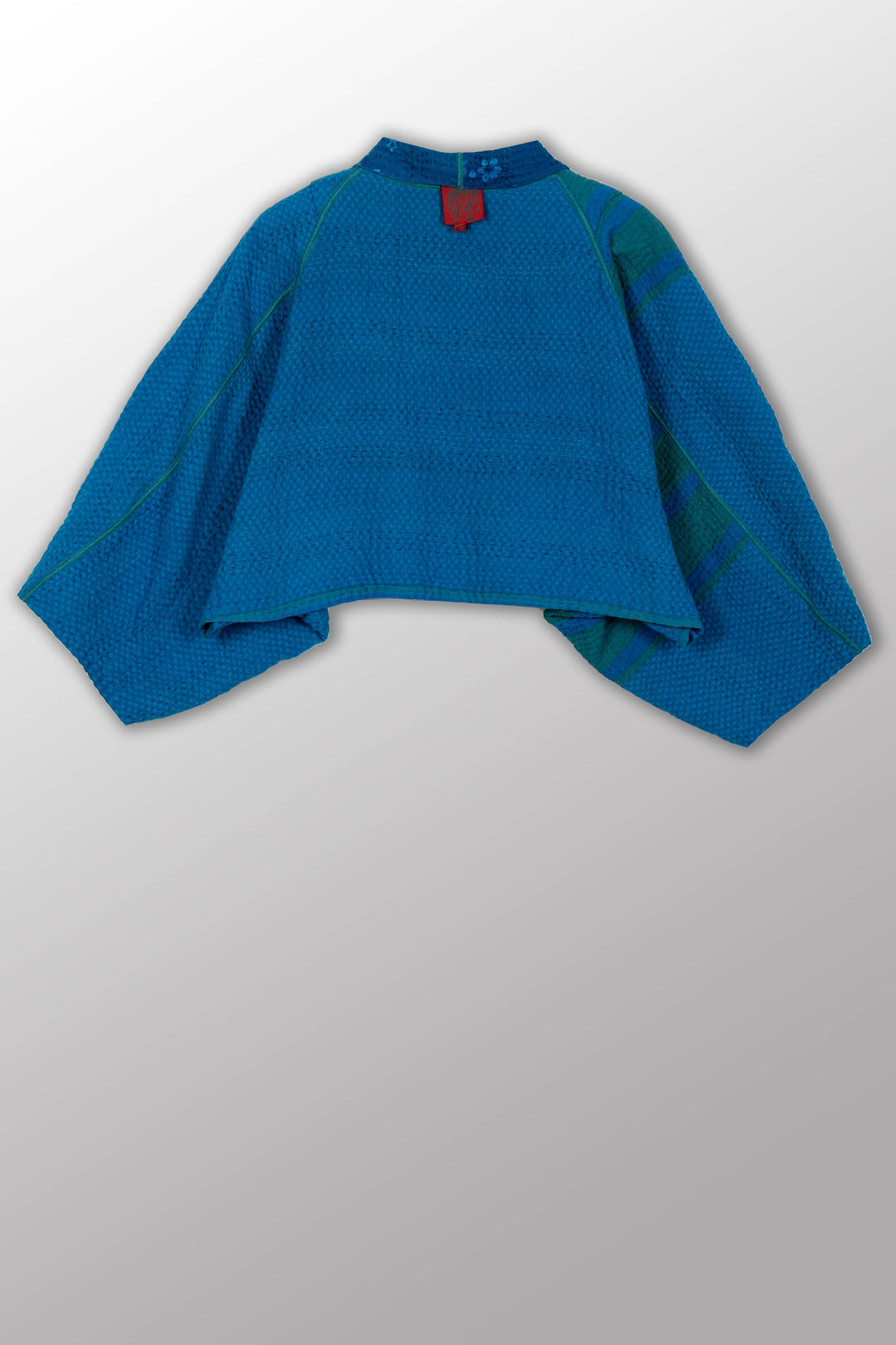 COTTON OVERDYE KANTHA PUFF SLV. SHRUG - ov4062-cblu008a -