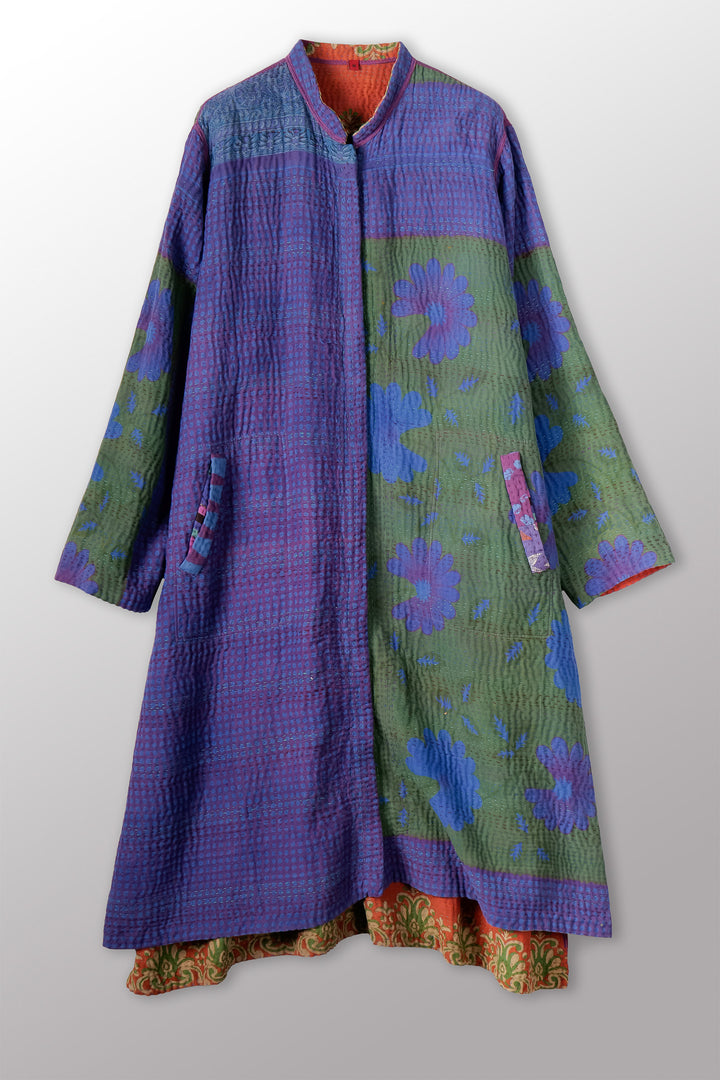 COTTON OVERDYE KANTHA KAFTAN COAT - ov4343-corg001m -