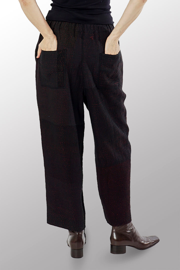 MUJI PATCH KANTHA STRAIGHT PANTS - mp4664-blk -
