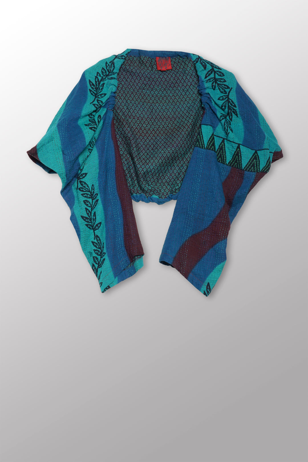 COTTON OVERDYE KANTHA PUFF SHRUG - ov2076-ctuq001a -