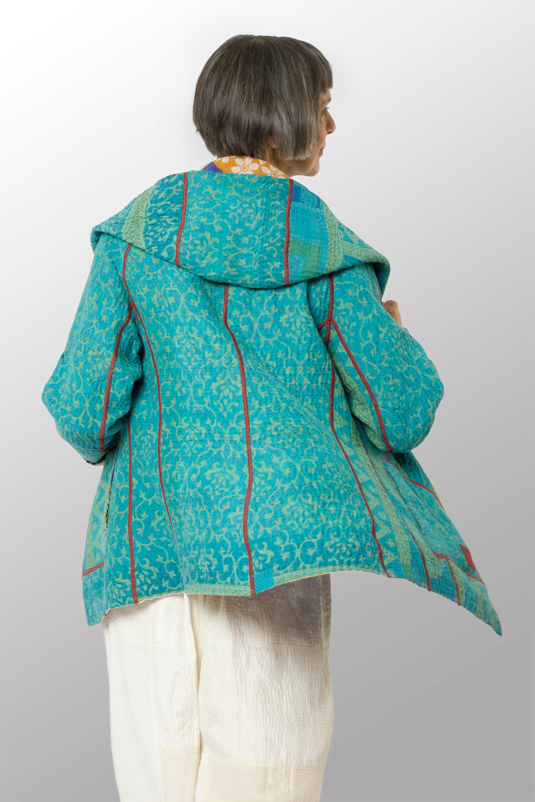 COTTON OVERDYE KANTHA HOODIE JACKET - ov4036-ctuq002m -