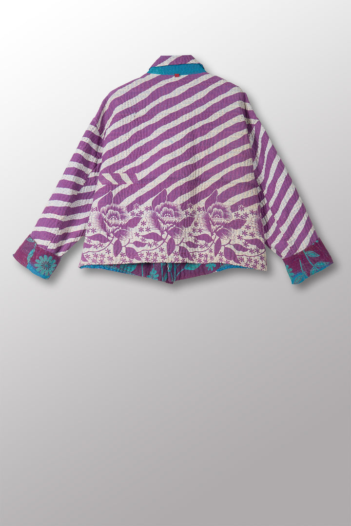 COTTON OVERDYE KANTHA LAPELED SHORT JKT - ov4081-cblu001m -