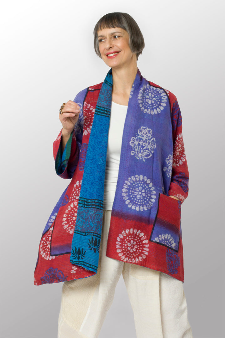COTTON OVERDYE KANTHA A-LINE JKT - ov2003-cblu003a -
