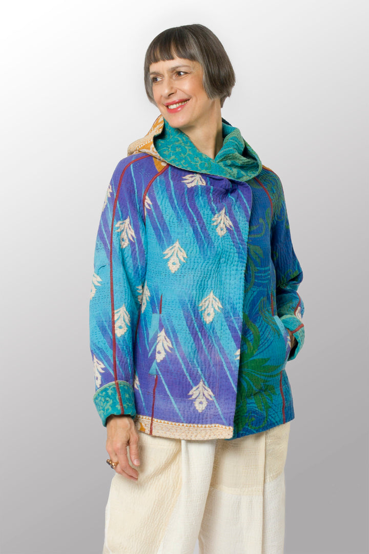 COTTON OVERDYE KANTHA HOODIE JACKET - ov4036-ctuq002m -