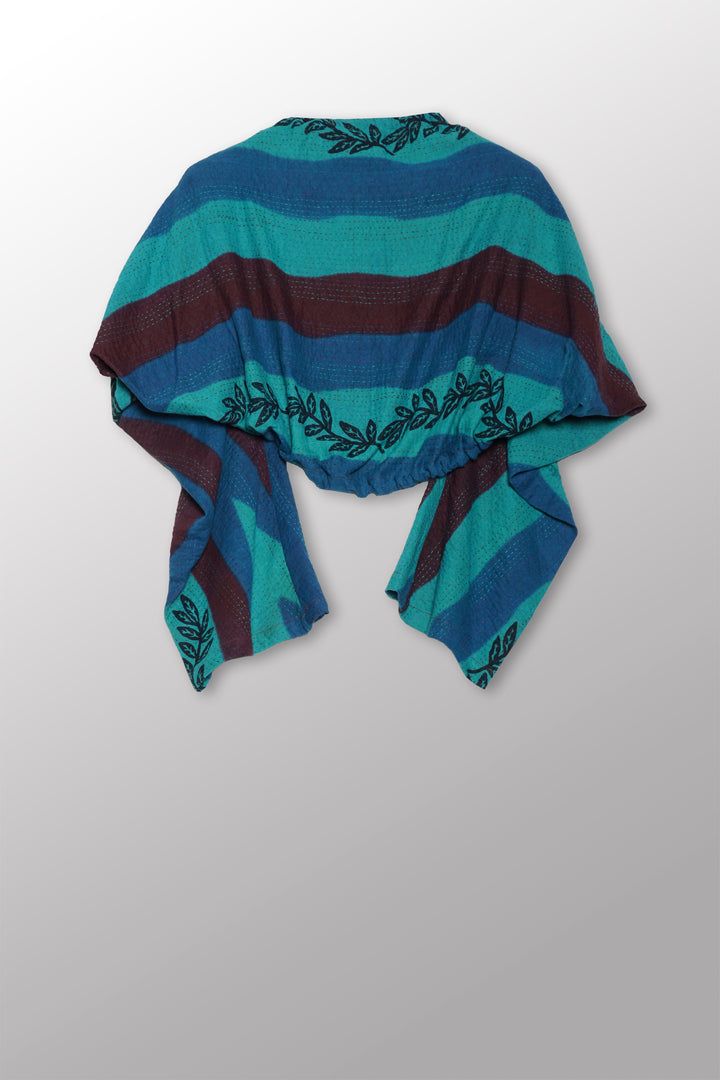 COTTON OVERDYE KANTHA PUFF SHRUG - ov2076-ctuq001a -