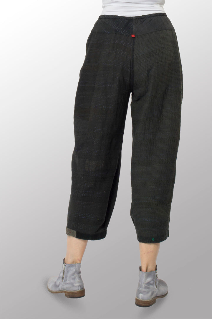 COTTON SILK SW PATCH KANTHA NEW LANTERN PANTS - ws2651-blk -