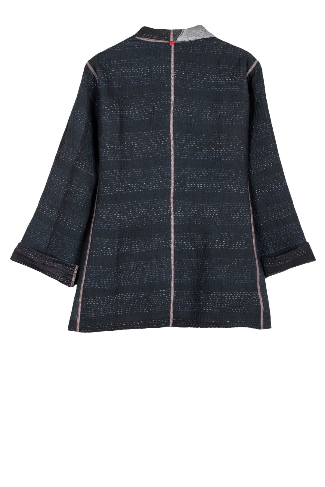 TWO TONE PATCH KANTHA SHORT JACKET - tn4007-blk -