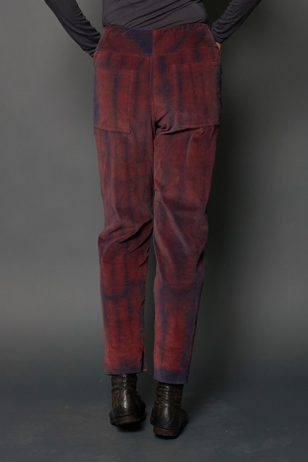 CORDUROY SHIBORI TIE DYE NEW SLANT POCKET PANTS - co1674-nvy -