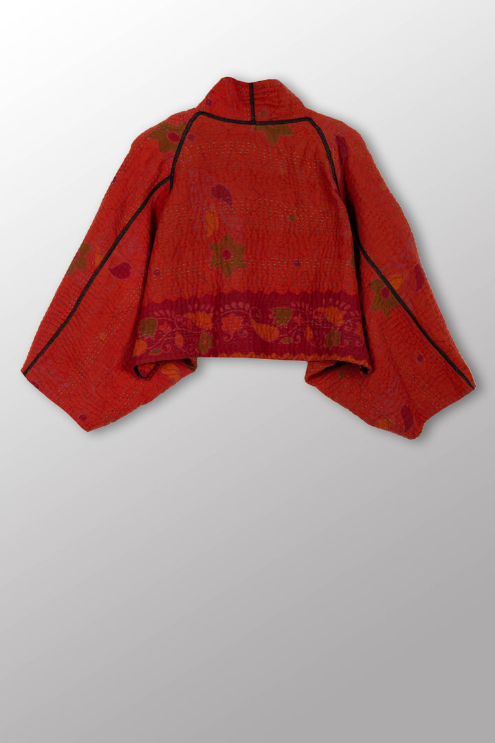 COTTON OVERDYE KANTHA PUFF SLV. SHRUG - ov4062-corg002a -