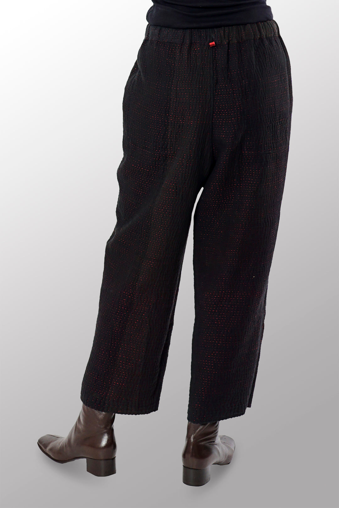 MUJI PATCH KANTHA STRAIGHT PANTS - mp4664-blk -