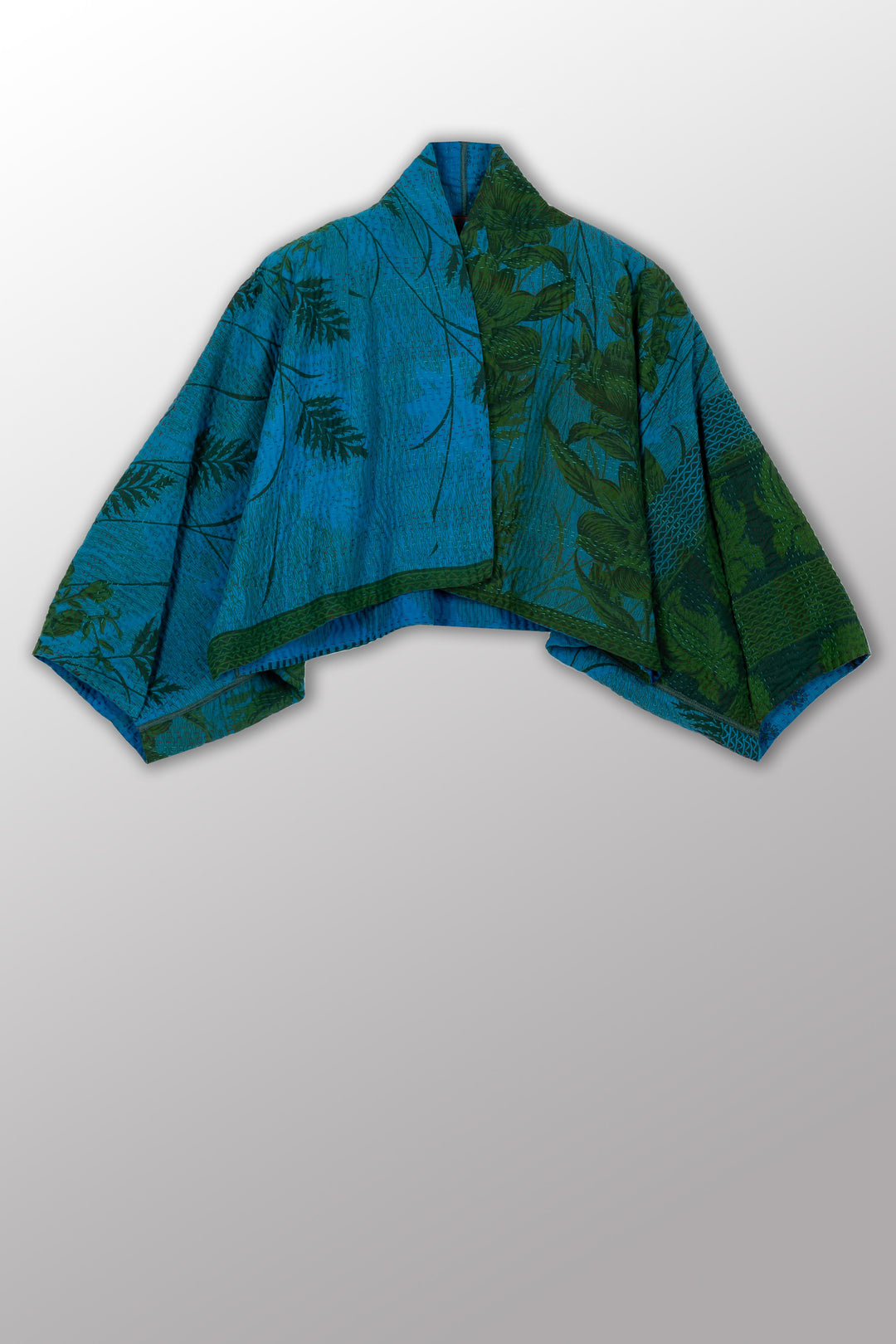 COTTON OVERDYE KANTHA PUFF SLV. SHRUG - ov4062-cblu010a -